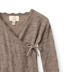Baby setje - Pointelle overslag romper en legging - Natural Melange - 100% merino wol - Copenhagen Colors - close up