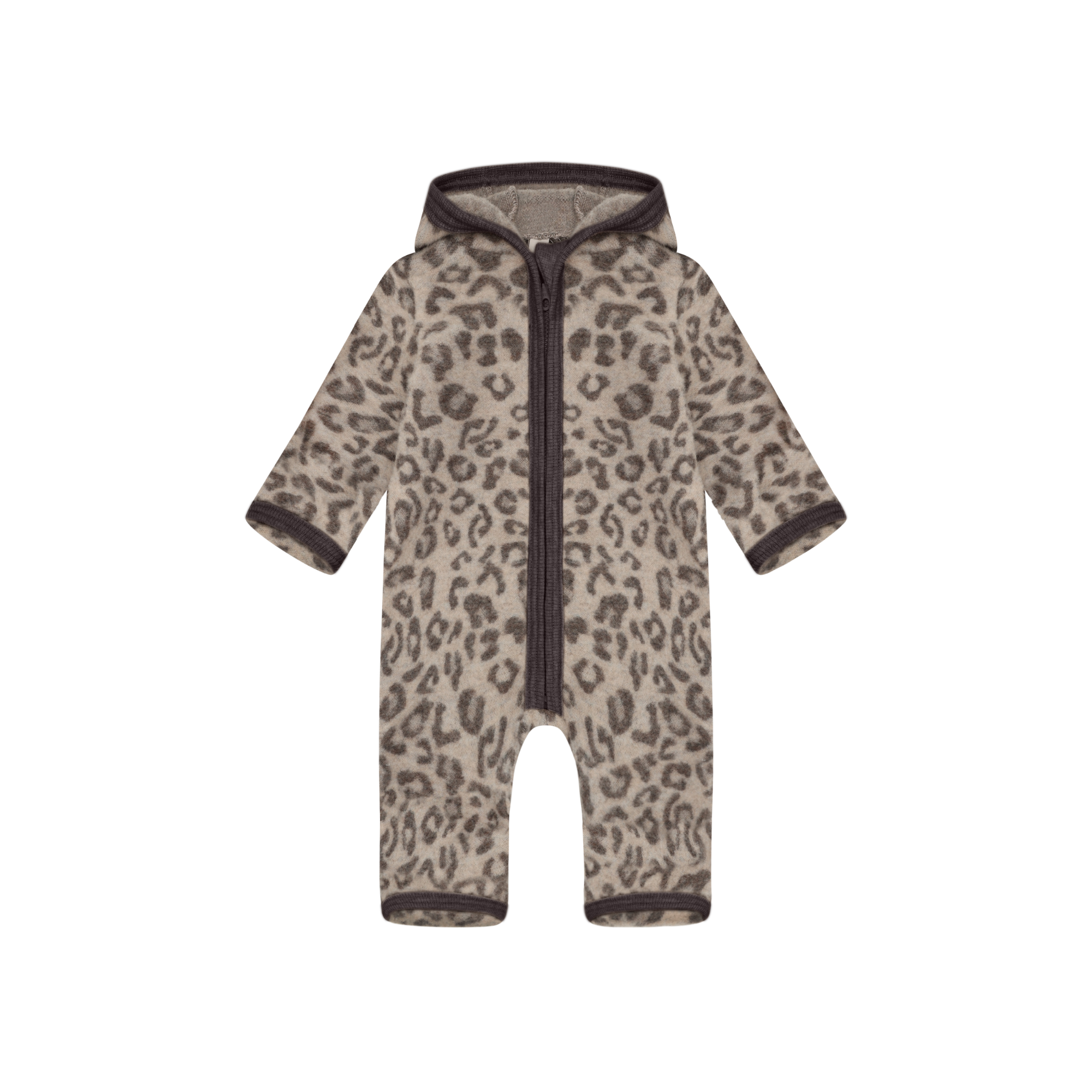 Buitenpak van merino wol fleece - Camel Melange panterprint - HUTTEliHUT