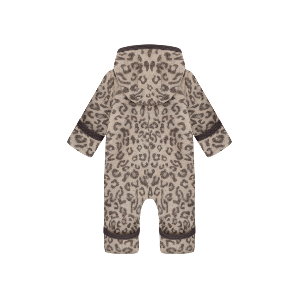 Buitenpak van merino wol fleece - Camel Melange panterprint - HUTTEliHUT