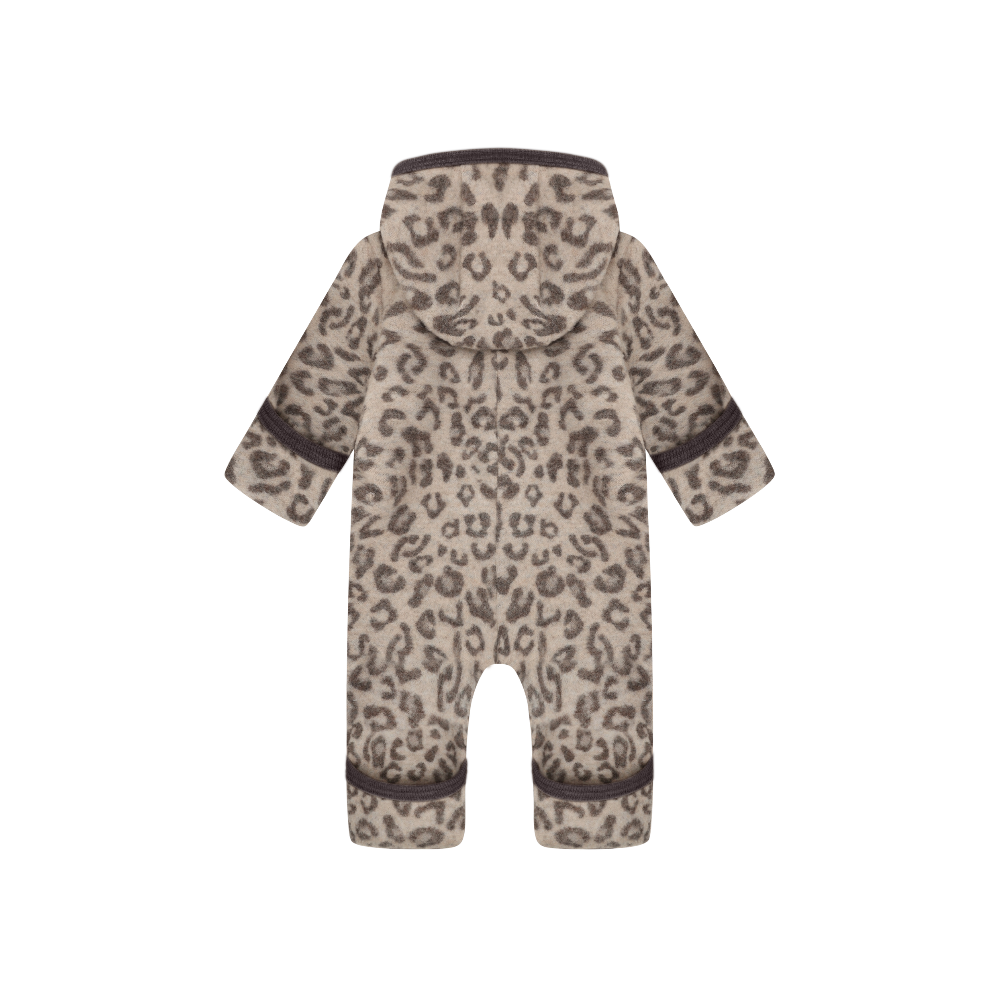 Buitenpak van merino wol fleece - Camel Melange panterprint - HUTTEliHUT