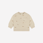 Sweater - Humus - Beige met teckel print - Fixoni - voorkant