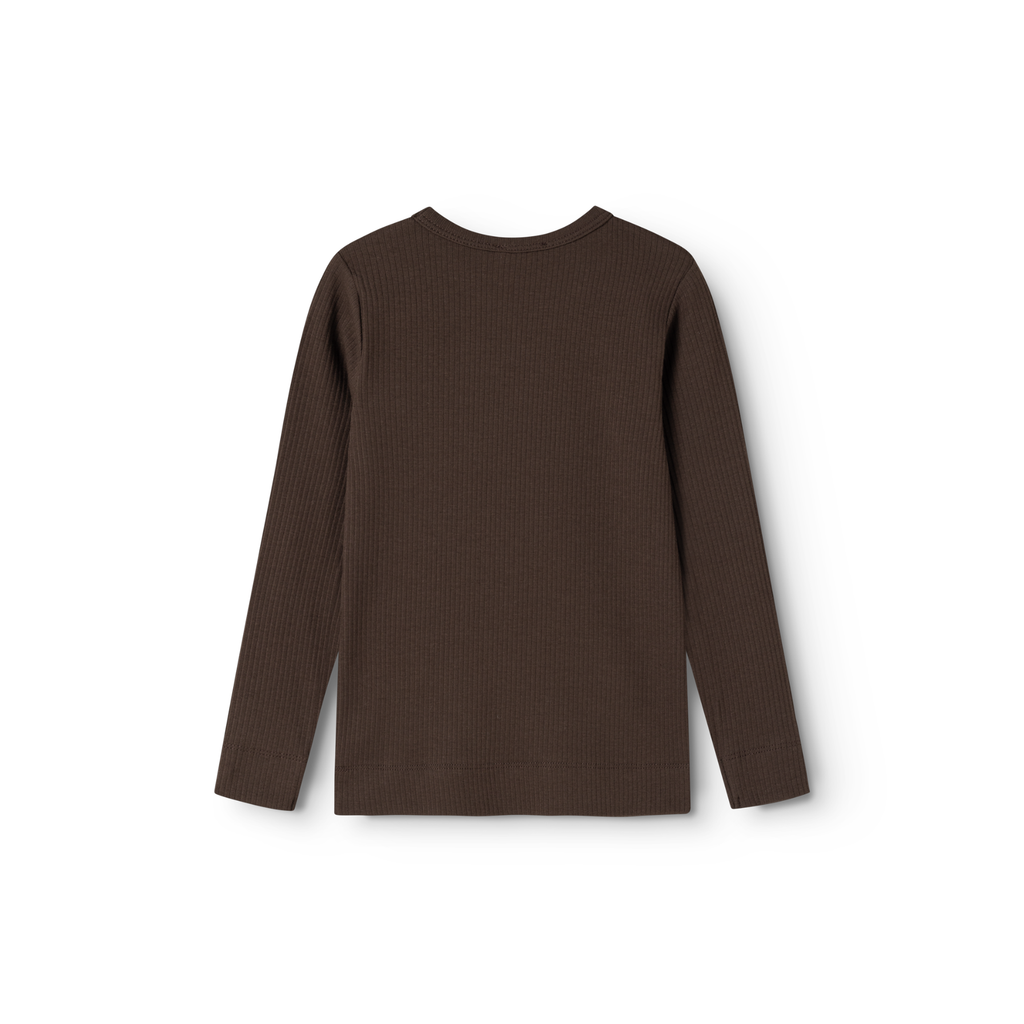 Basic longsleeve Plain Tee LS - Biologisch katoen & modal - Dark Roast - MarMar Copenhagen - productfoto - afbeelding 4