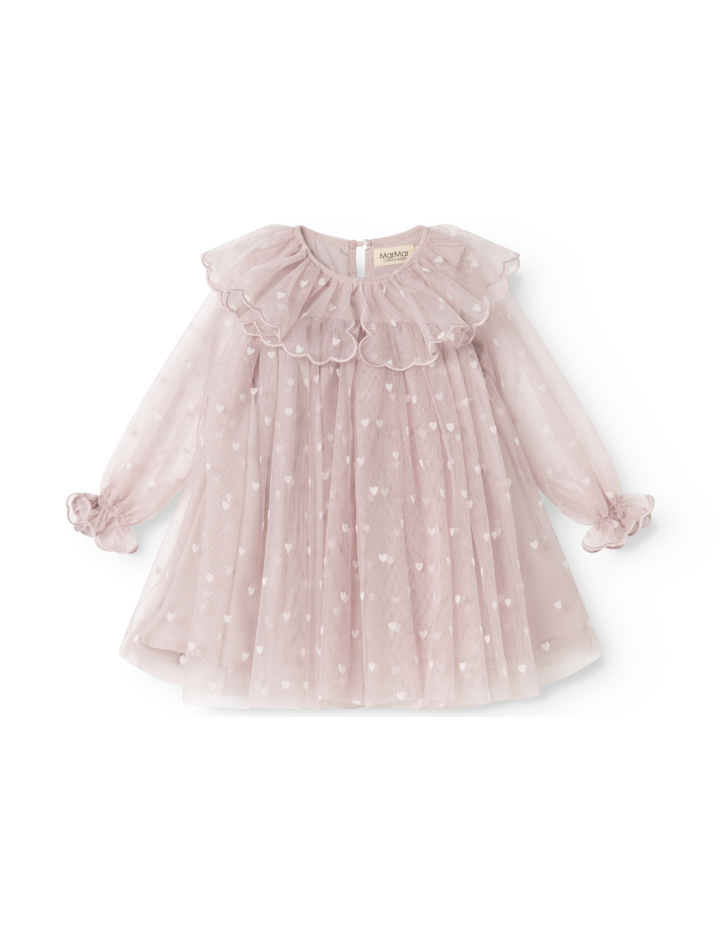 Tüll-Babykleid Dera B mit Herzen - Cloud Grey Hearts - MarMar Copenhagen
