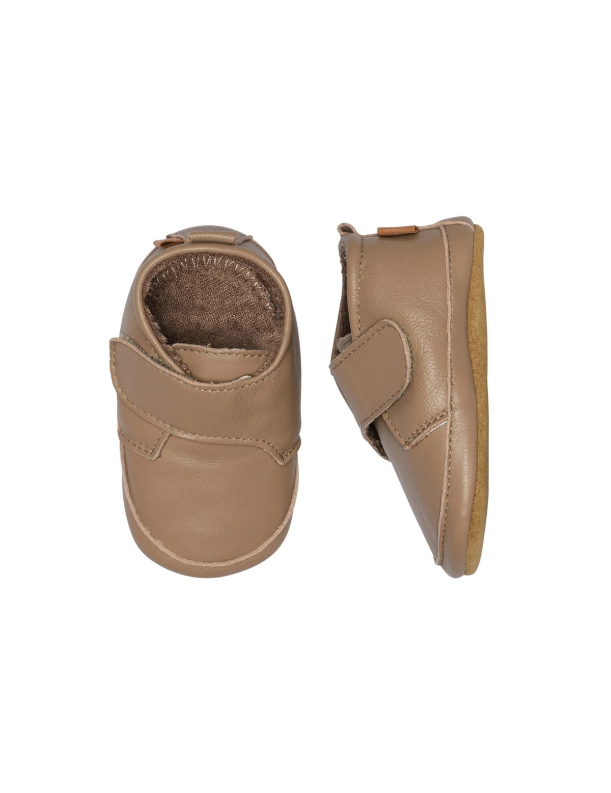 Classic Leather Slippers – Desert Taupe – Chaussons bébé en cuir avec semelle antidérapante en suède – MELTON