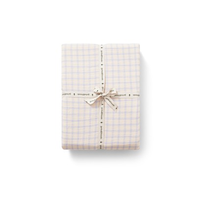 Spannbetttuch - Musselin-Spannbetttuch Junior - 70x140 - Bio-Baumwollmusselin - Gingham Sky Blue - Garbo & Friends
