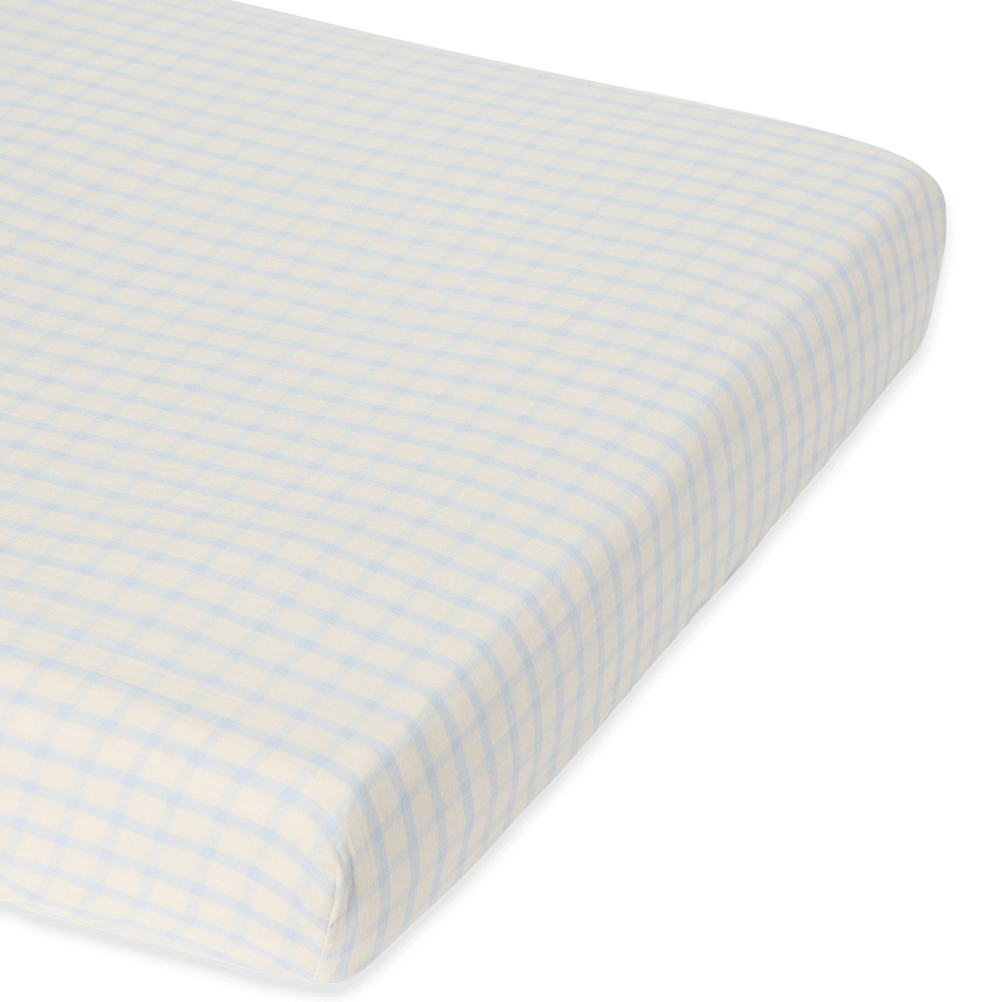 Spannbetttuch - Musselin-Spannbetttuch Junior - 70x140 - Bio-Baumwollmusselin - Gingham Sky Blue - Garbo & Friends