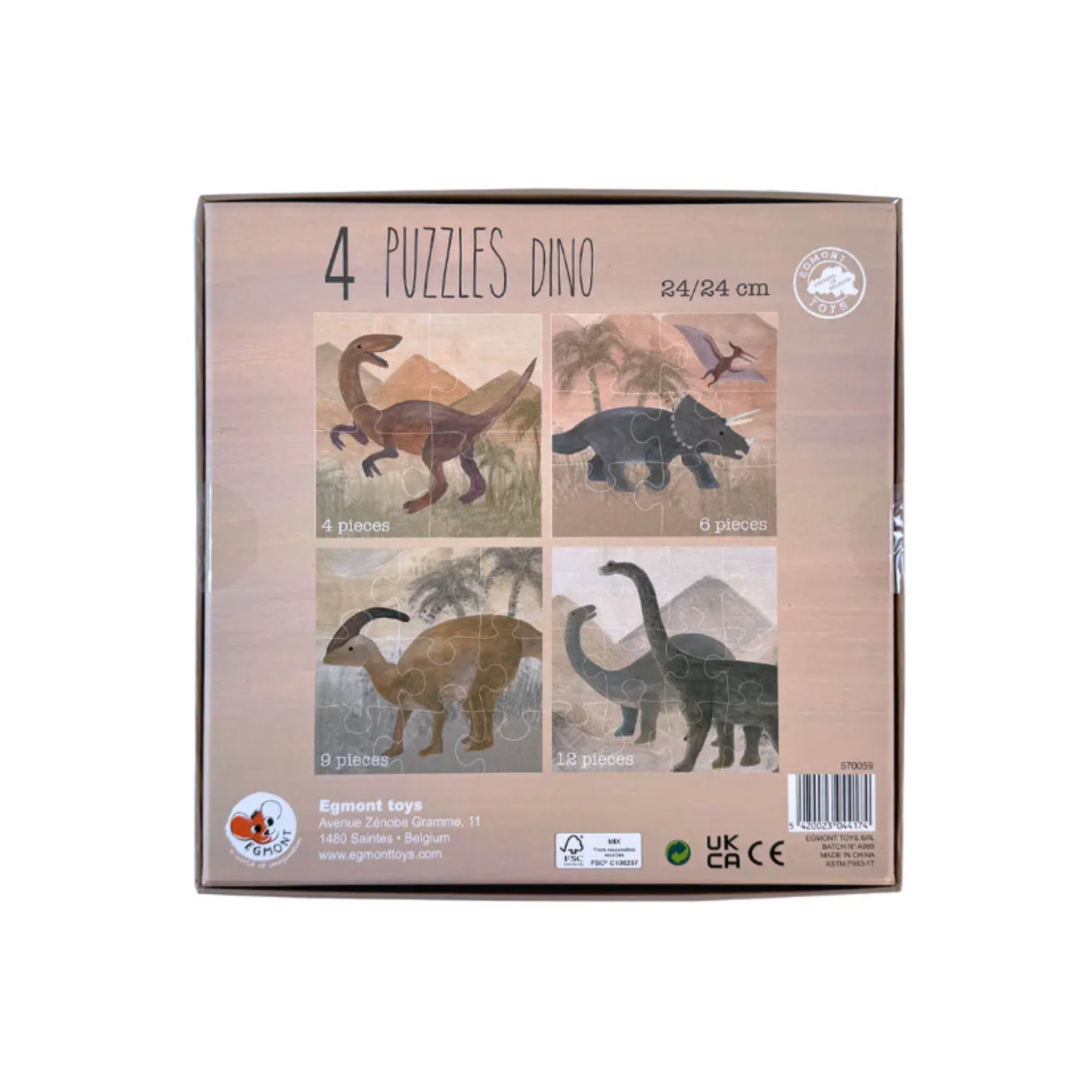 4 Puzzels Dino - FSC karton - Egmont Toys - verpakking - afbeelding 2