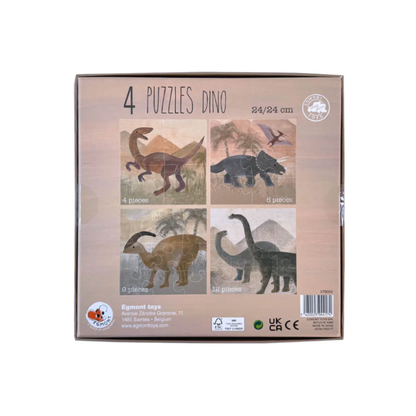 4 Puzzels Dino - 2+ jaar - FSC karton - Egmont Toys