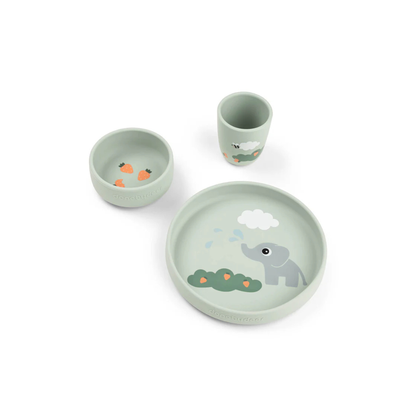 Suction Plate Set - Stick&Stay Dinner Set - Elphee - Green - Done by Deer