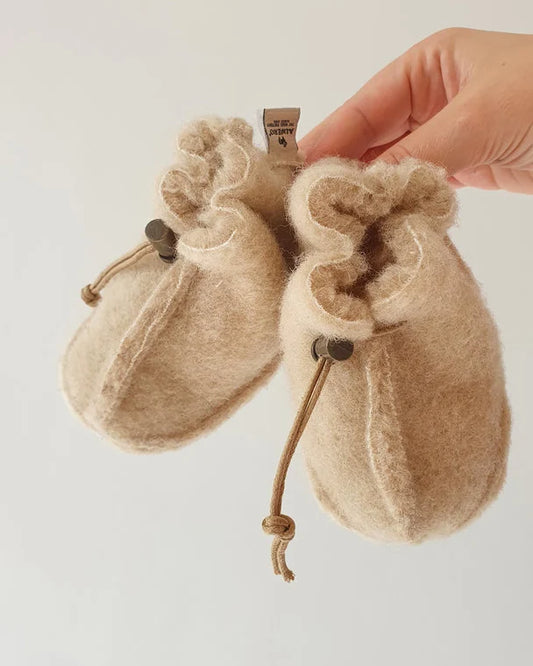 Wool Baby Slippers - Emo - Natural wool - Alwero