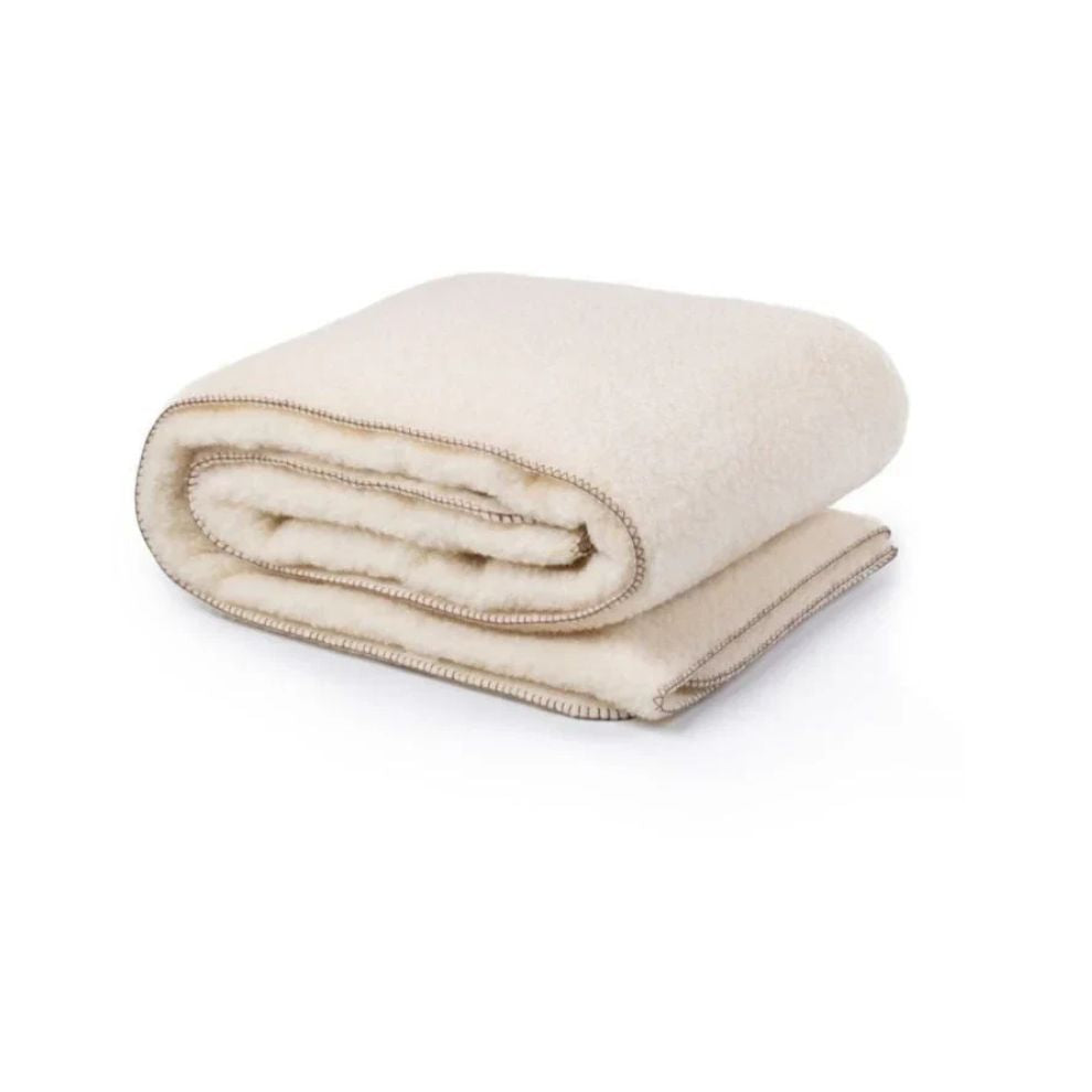 Wollen Deken - Deken Modern - Natural en Beige - 100% Natuurlijke wol - Alwero natural