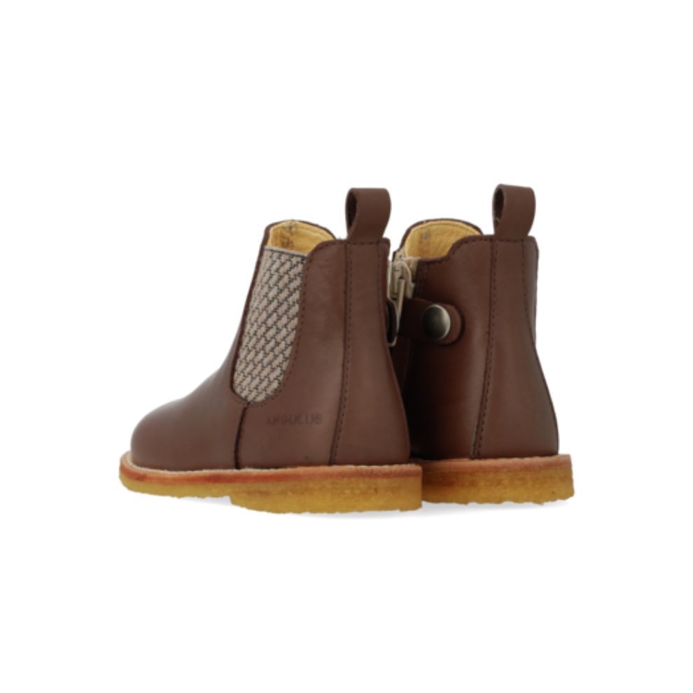 Classic chelsea laars - Leer - Donker taupe/check - Angulus schuin