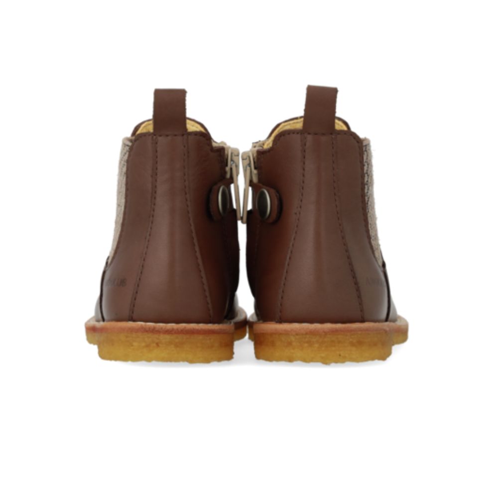 Classic chelsea laars - Leer - Donker taupe/check - Angulus achterkant