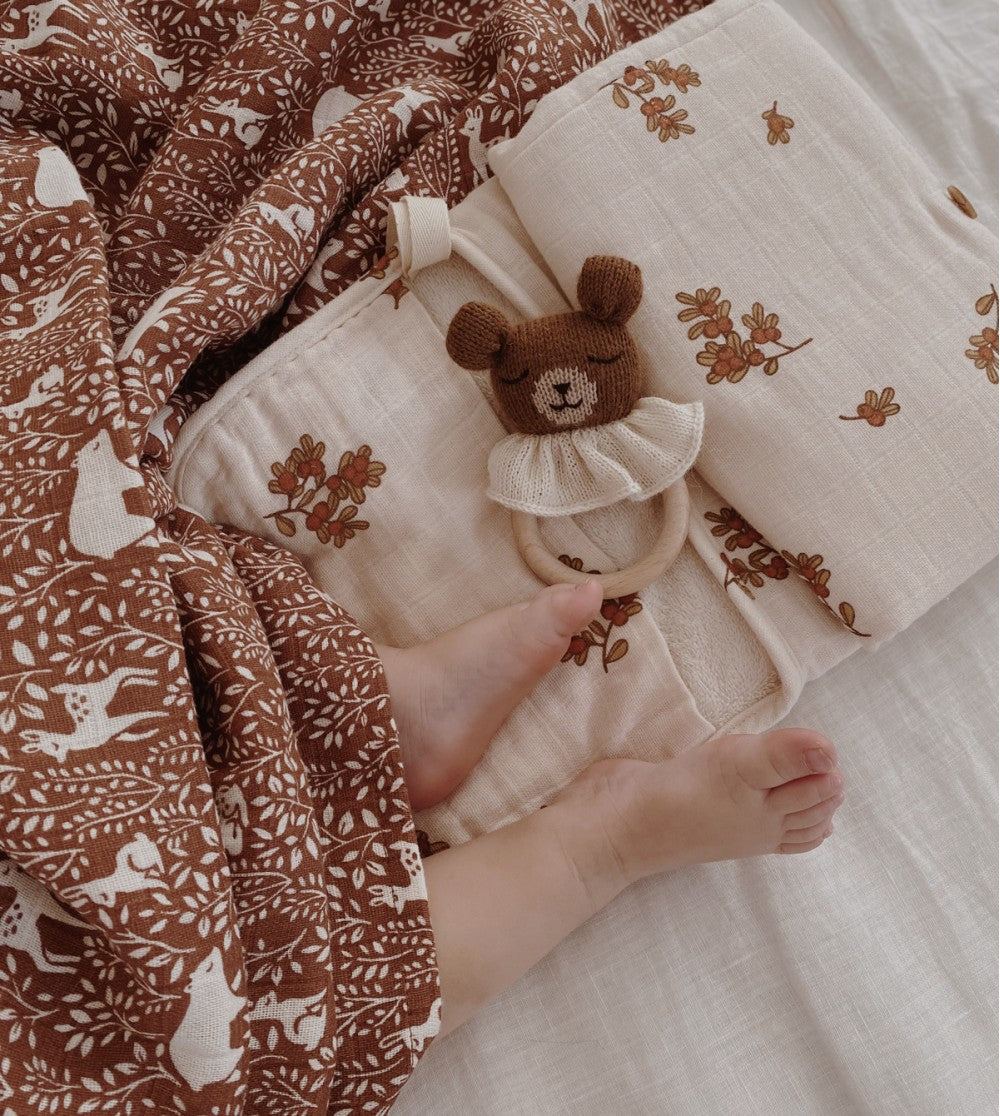 Teether/Teething ring - Teddy bear - Alpaca wool - Main Sauvage