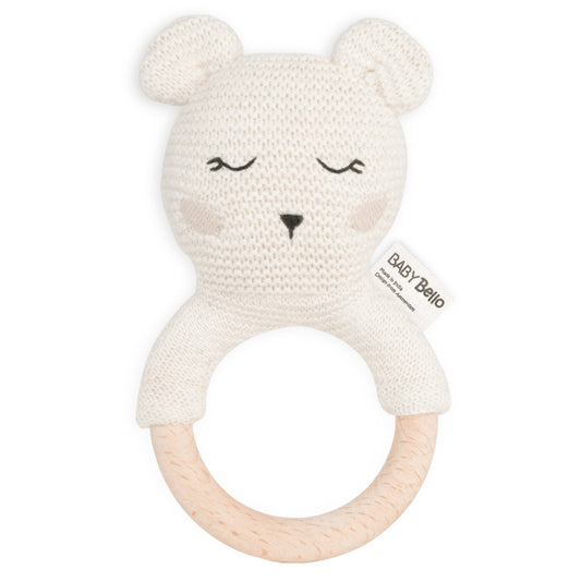 Baby Bello - Rammelaar Bobby de IJsbeer - the Polar Bear -100% biologisch katoen - productfoto