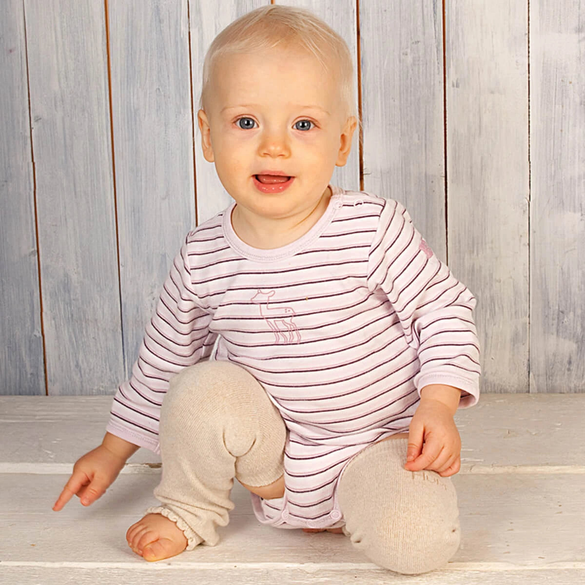 Baby Leg Warmers – Merino Uni Creme – Woll-Baby-Beinstulpen – Merinowolle und Kaschmir – Hoppediz