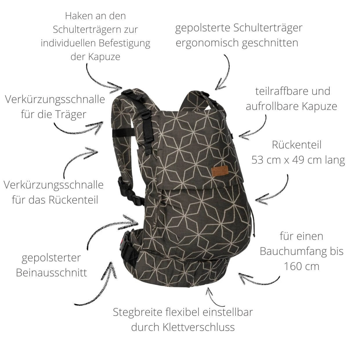 Buckle Toddler Djerba – Ergonomic toddler carrier – 100% cotton – for 9–25 kg – Hoppediz