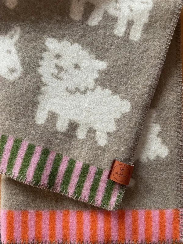 Cradle blanket Voff dogs - Organic wool - Beige - 65x90 cm - Klippan