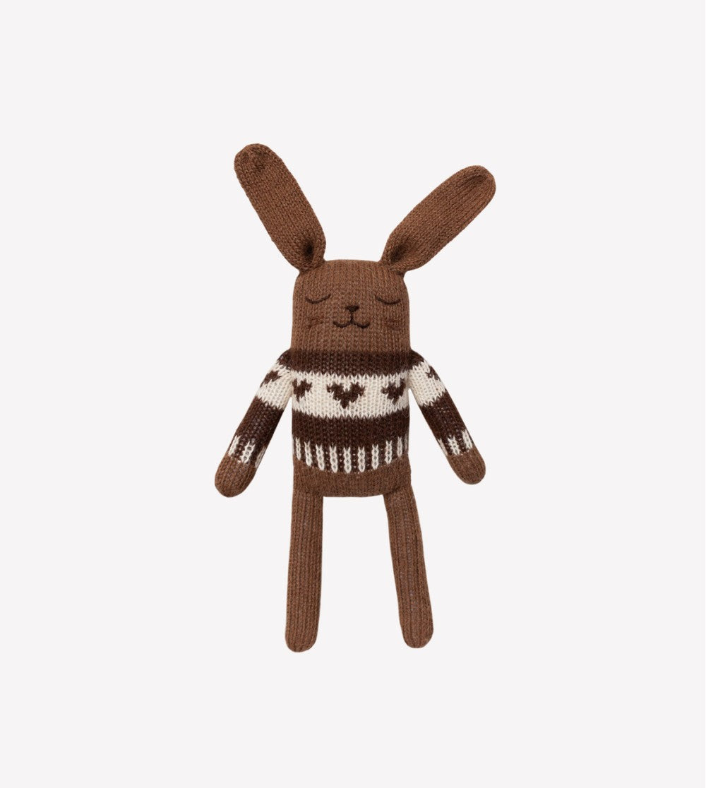 Gestricktes Kaninchenkuscheltier Felix Jacquard-Pullover – 100 % Baby-Alpaka – Main Sauvage