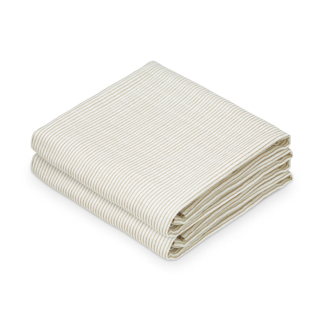 CamCam Copenhagen - Muslin Cloth(2-pack) Camel Stripe - Hydrofiele doeken - GOTS