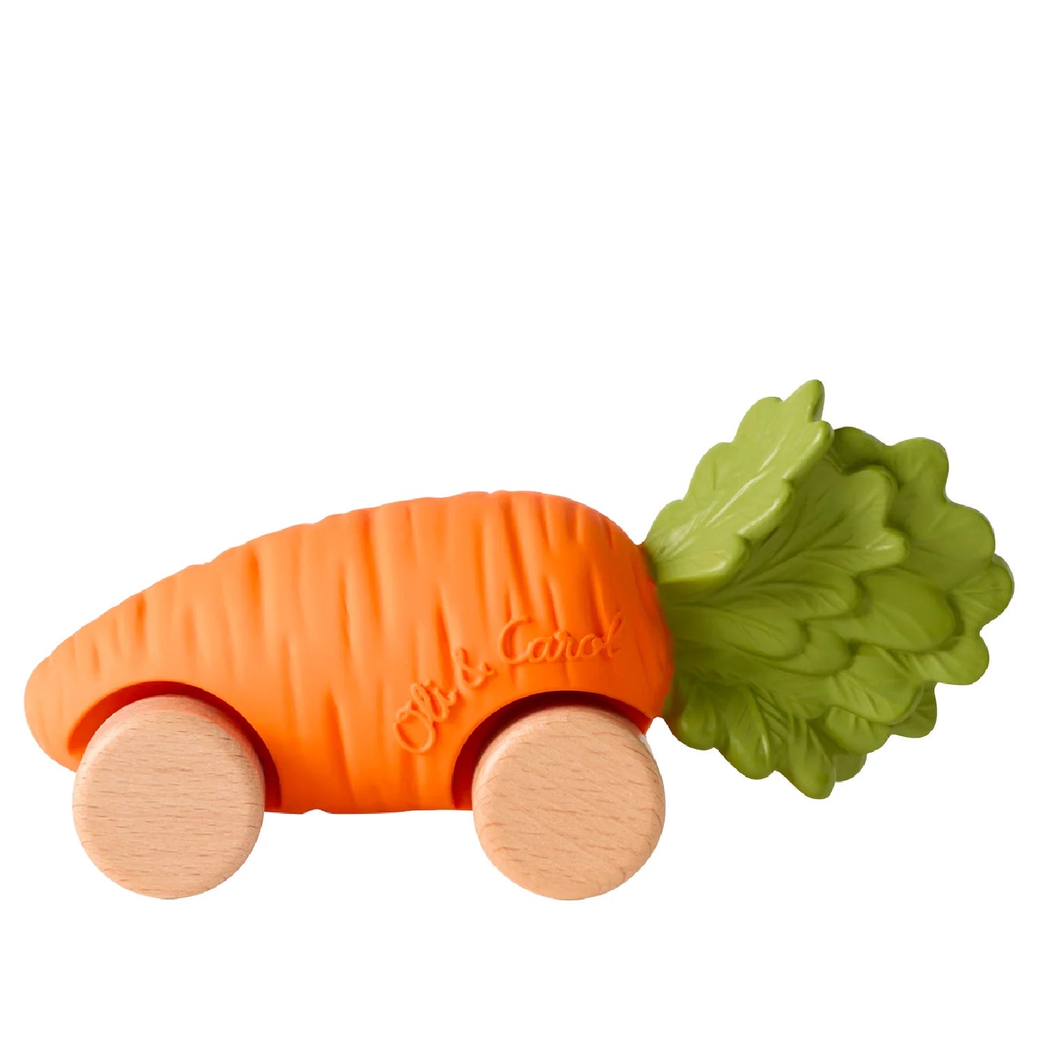 Speelgoedauto Cathy the Carrot met garage & racebaan - 0+ jaar - Natuurrubber & FSC-hout - Oli & Carol - productfoto - afbeelding 3