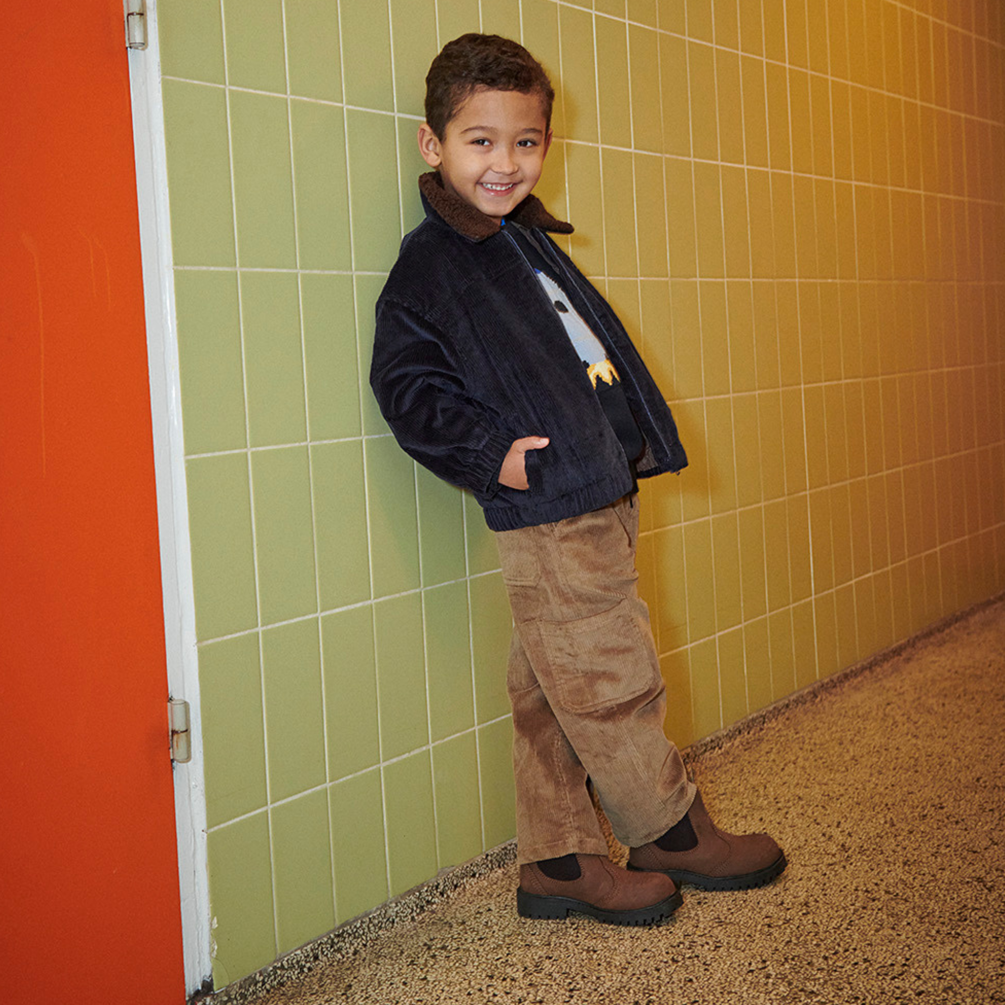 Corduroy cargo broek - Brown - Biologisch katoen - Copenhagen colors - kind