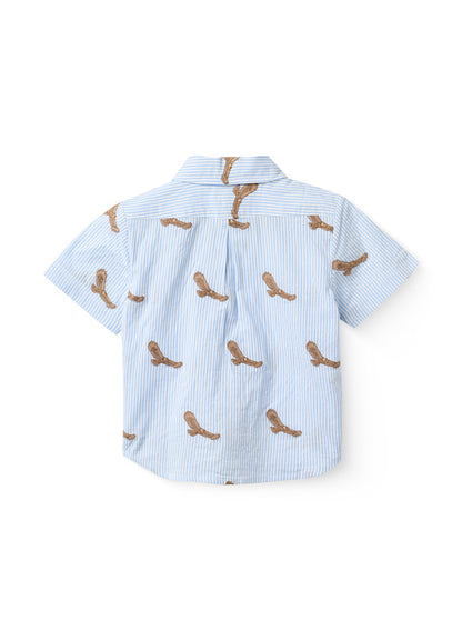 Korte mouwen top - Overhemd - Eagles - Biologisch katoen - Blauw - Copenhagen Colors achter