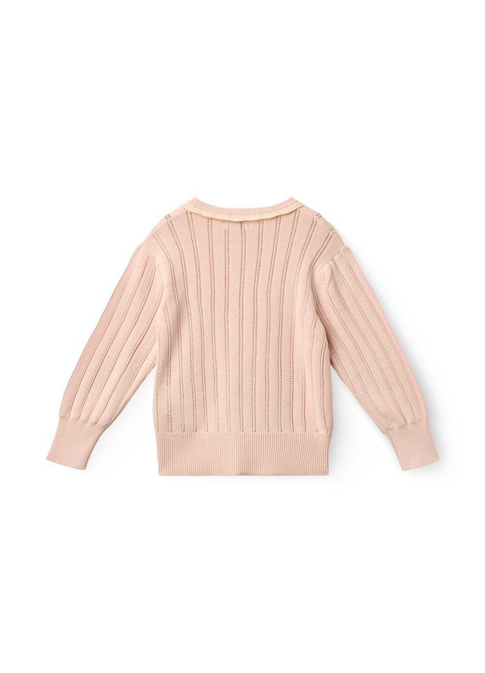 Gebreid vestje - Pointelle - Biologisch katoen - Dusty Rose/roze - Copenhagen Colors achter