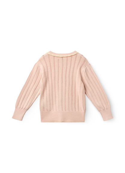 Gebreid vestje - Pointelle - Biologisch katoen - Dusty Rose/roze - Copenhagen Colors achter