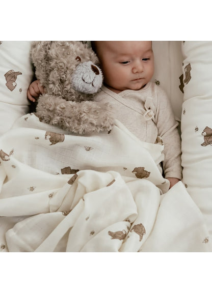 Hydrofiele swaddle - Biologisch katoen - 120 x 120 cm - Bees and Bears - That's mine