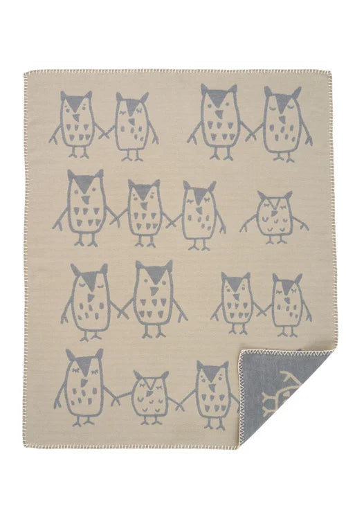 Crib Blanket Hand in Hand - Organic wool - Grey - 65x90 cm - Klippan