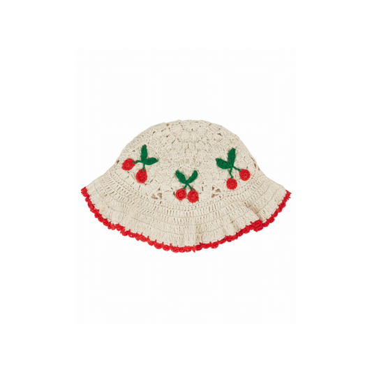 Gehaakt hoedje Kersjes - Bob Crochet Buckethat - Katoen - Creme - Emile et Ida