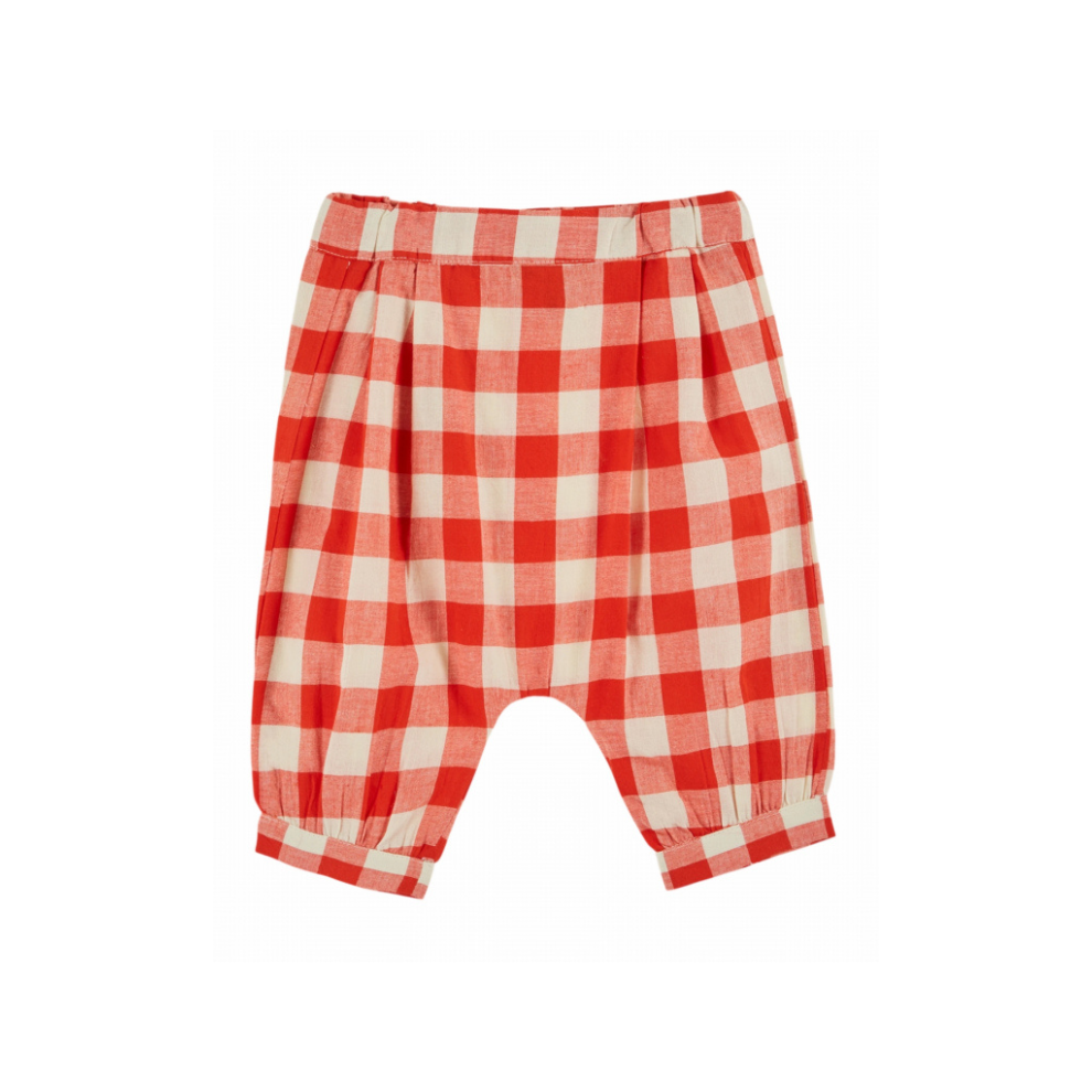 Geruit broekje - Bebe Vichy - Biologisch katoen - Rood/Wit - Emile et Ida voor