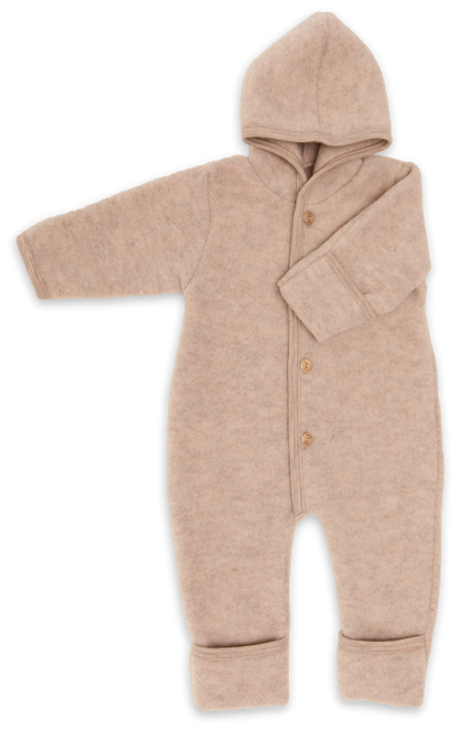 Buitenpak/jumpsuit - Biologische Wol fleece - Engel Natur sand melange beige