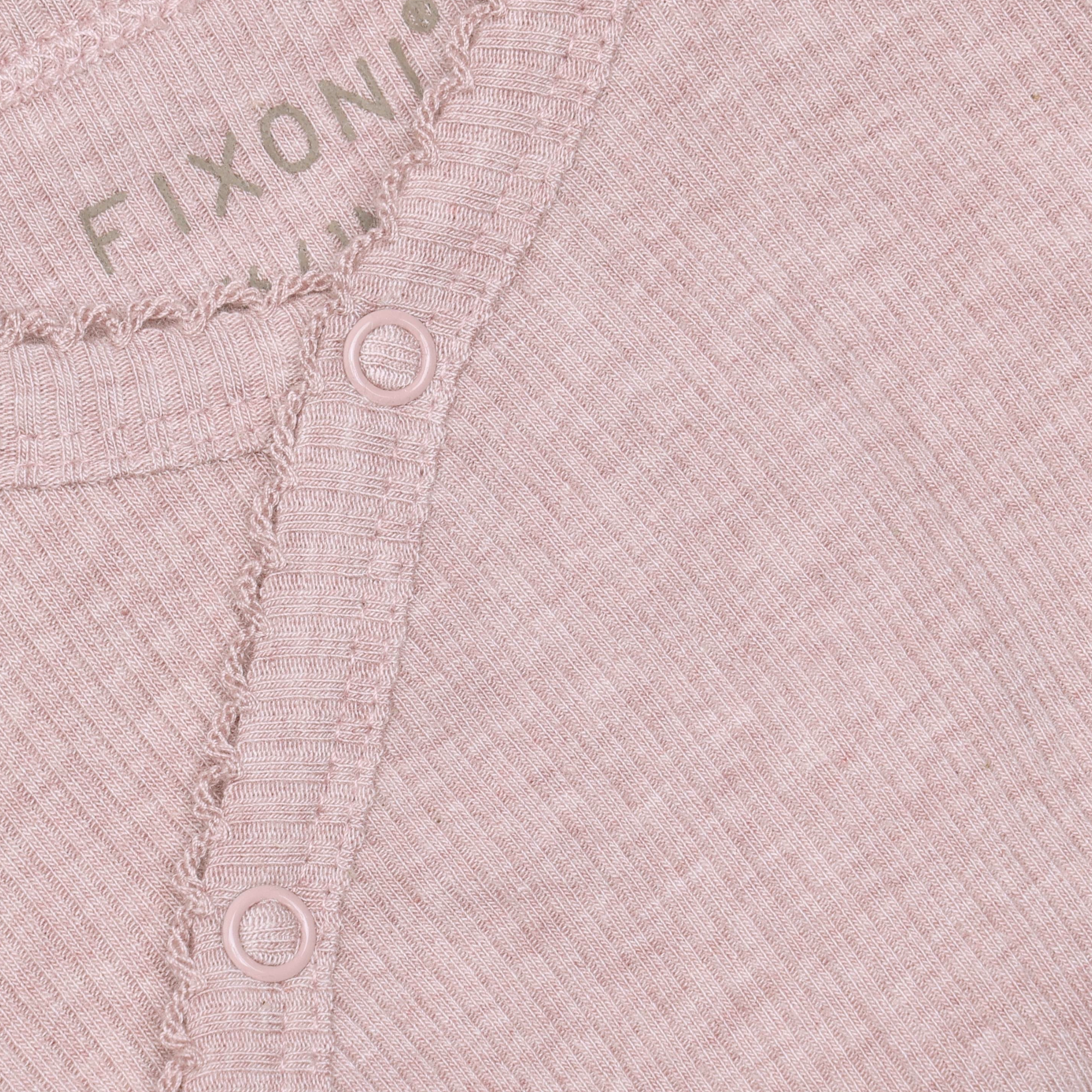 Overslag romper lange mouw - Modal/Katoen - Pale Mauve Melange - Fixoni close up