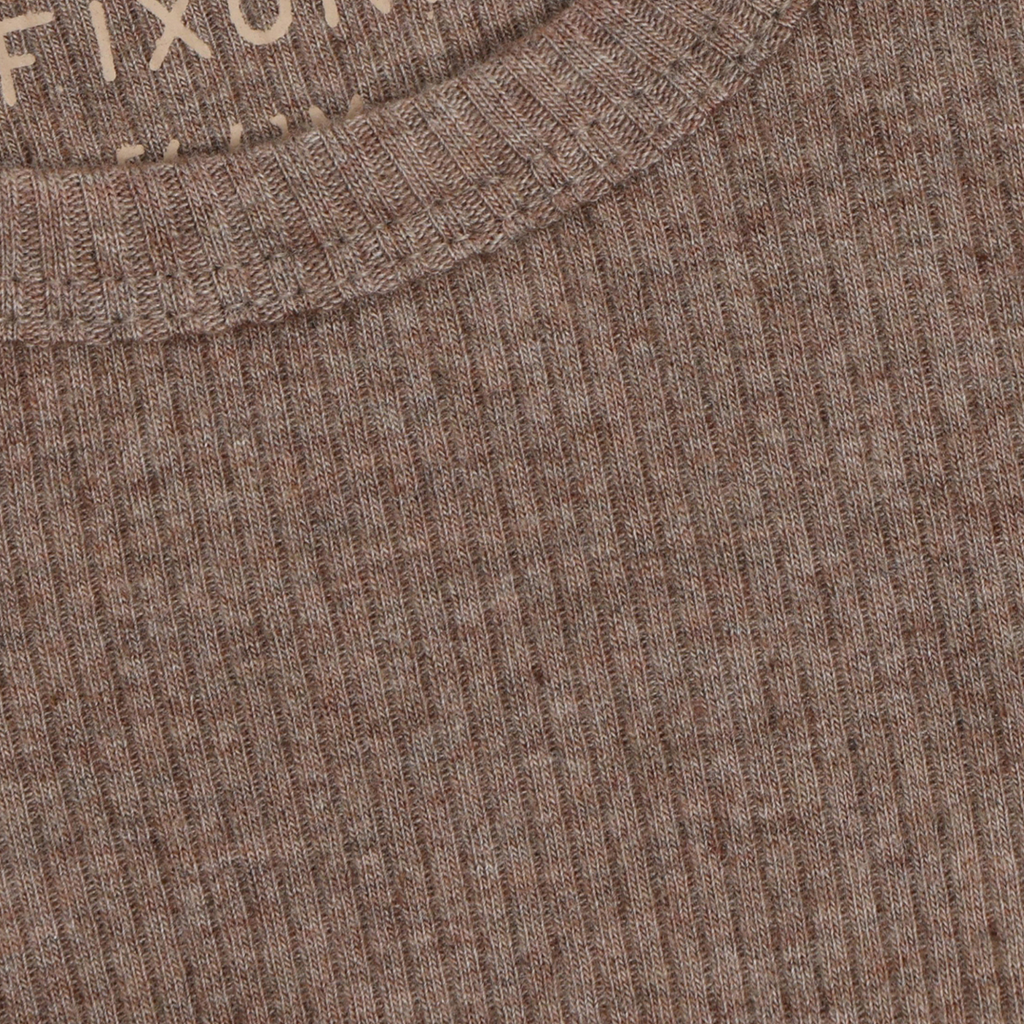 Romper lange mouw - Modal/Katoen - Mountain Trail Melange/Bruin - Fixoni close up