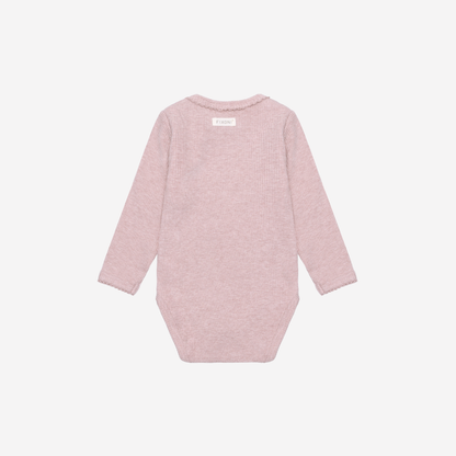 Romper lange mouw - Modal/Katoen - Pale Mauve Melange - Fixoni achterkant