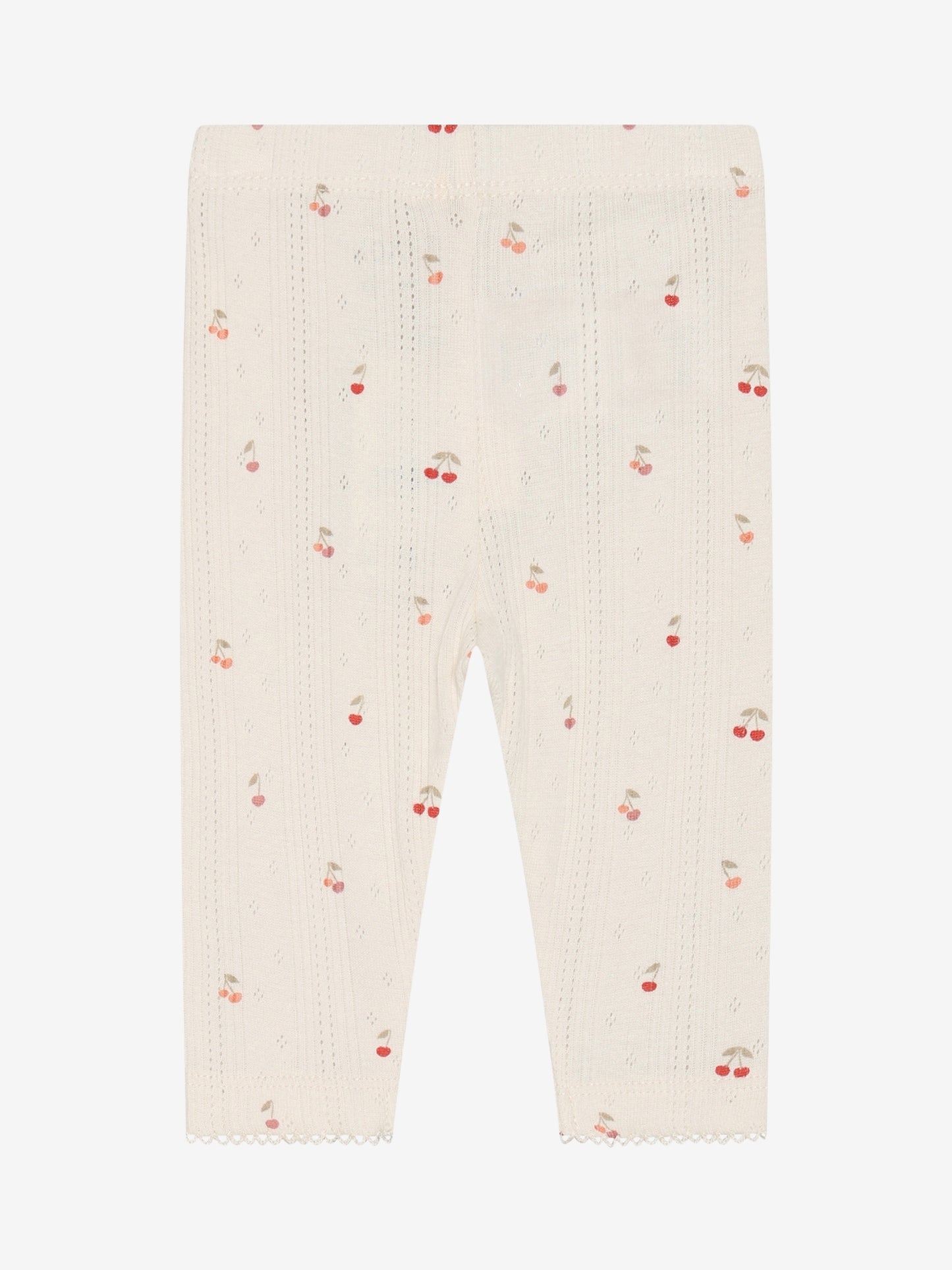Legging pointelle - Biologisch katoen - Kersjes/Ecru - Fixoni achterkant