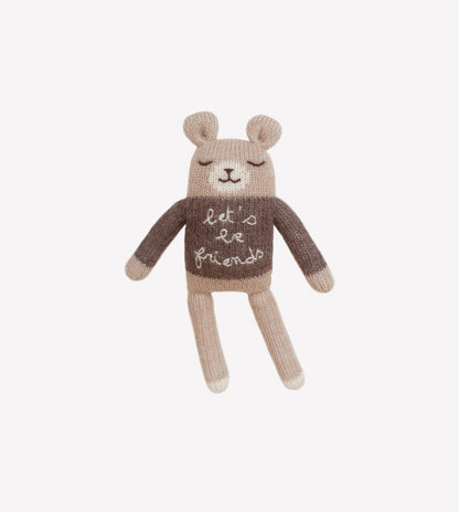 Knitted teddy bear - 'Let's be friends' teddy - Alpaca wool - Main Sauvage x Organic Zoo