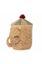 Bobo Basket Nature – Panier de rangement éléphant avec couvercle – Bloomingville MINI : vue isolée du produit, le panier avec son couvercle.