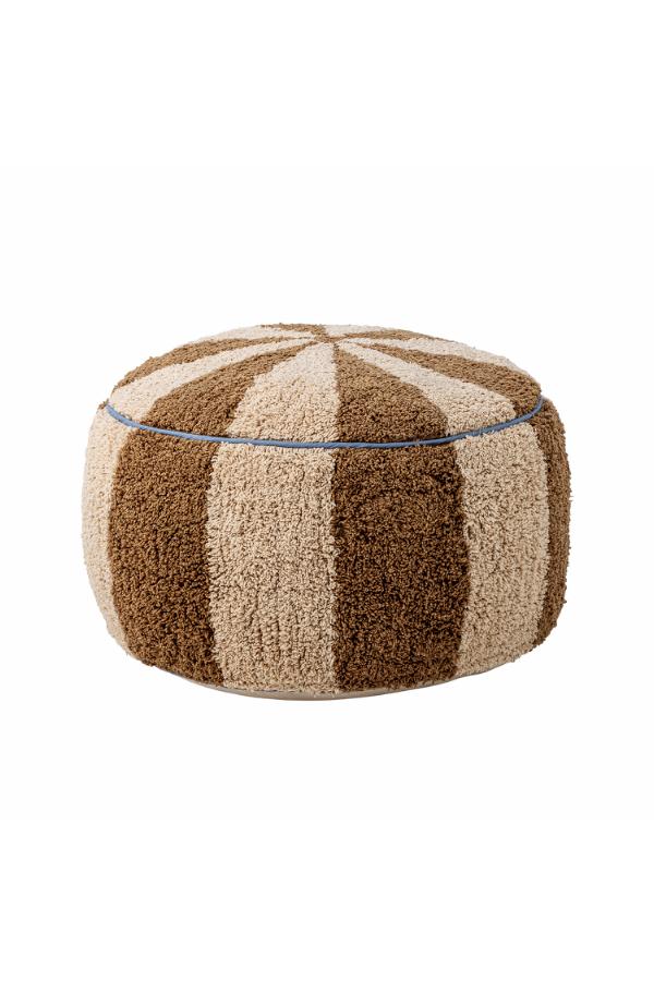 Charoline Pouf Brown – Bloomingville MINI : vue isolée du produit, le pouf rond rayé.