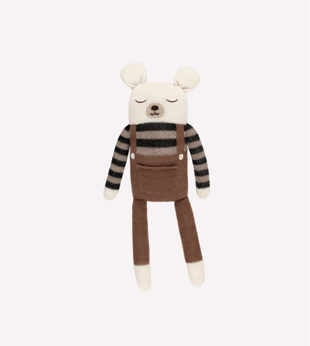 Large bear plush toy - Large Teddy - Ecru overall - Alpaca wool - Main Sauvage