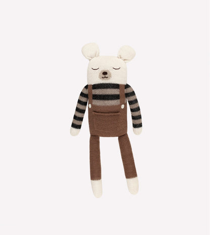 Large bear plush toy - Large Teddy - Ecru overall - Alpaca wool - Main Sauvage