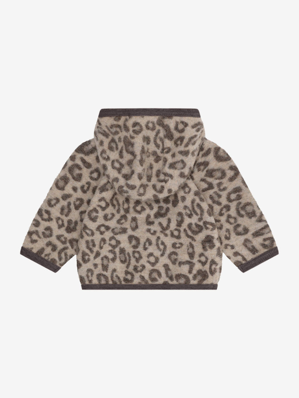 Jasje van merino wool fleece - Jacquard/Panterprint - Camel Melange - 100% wol - HUTTEliHUT achterkant