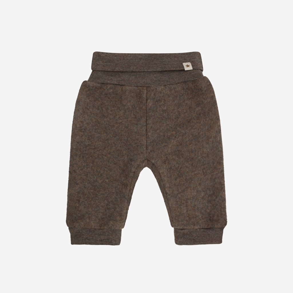Broekje wol fleece - 100% merino wol - HUTTEliHUT brown melange voor
