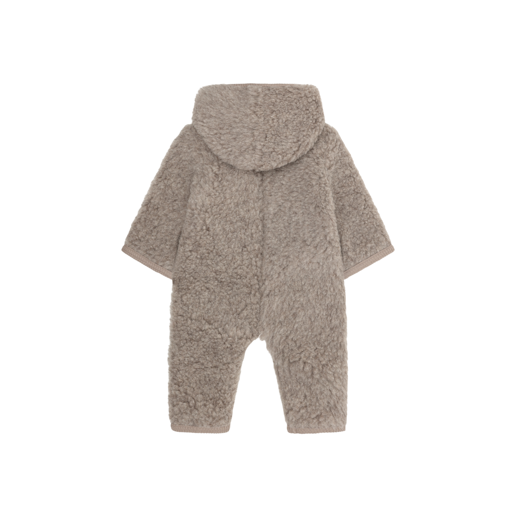 Baby buitenpak wool teddy - Camel Melange - 100% wol - HUTTEliHUT achterkant