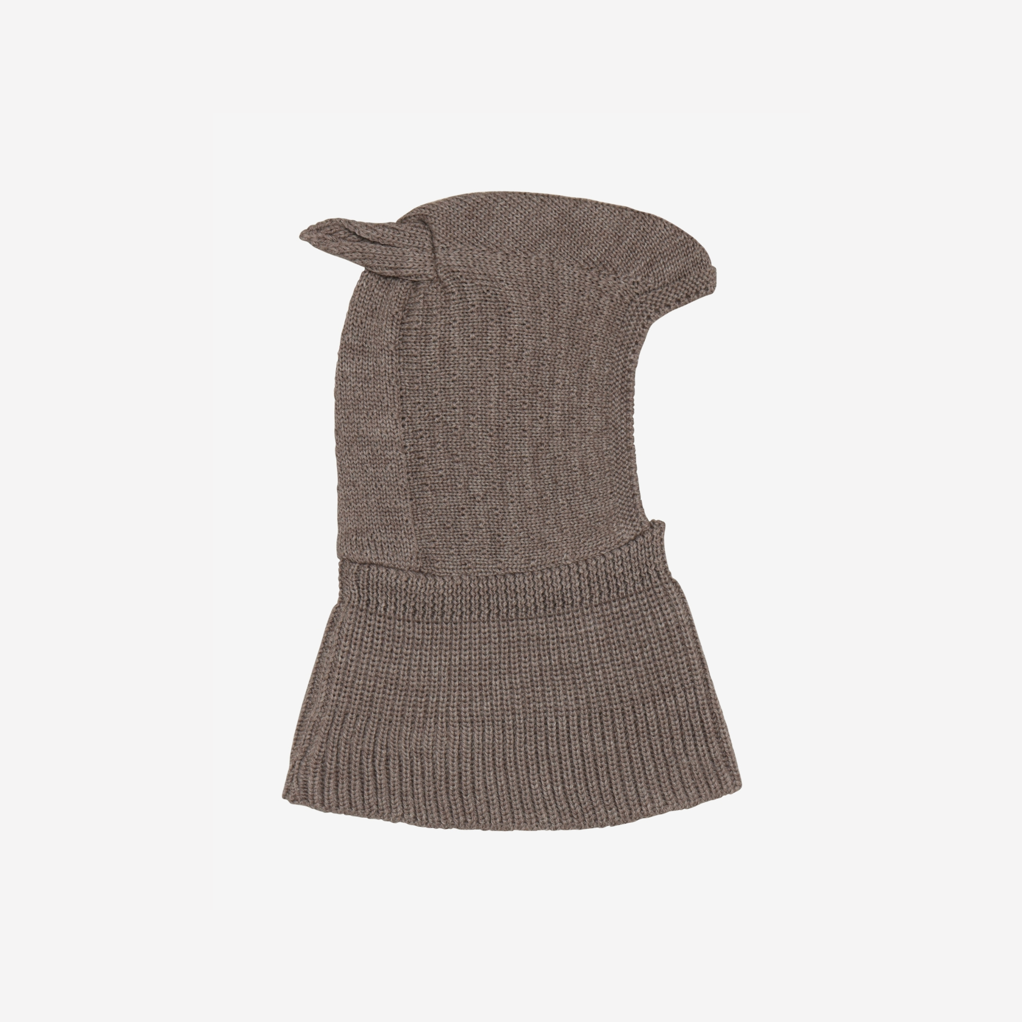  Gebreide balaclava met oortjes - Merino wol - Cinder Melange - HUTTEliHUT zijkant