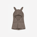 Gebreide balaclava met oortjes - Merino wol - Cinder Melange - HUTTEliHUT voorkant