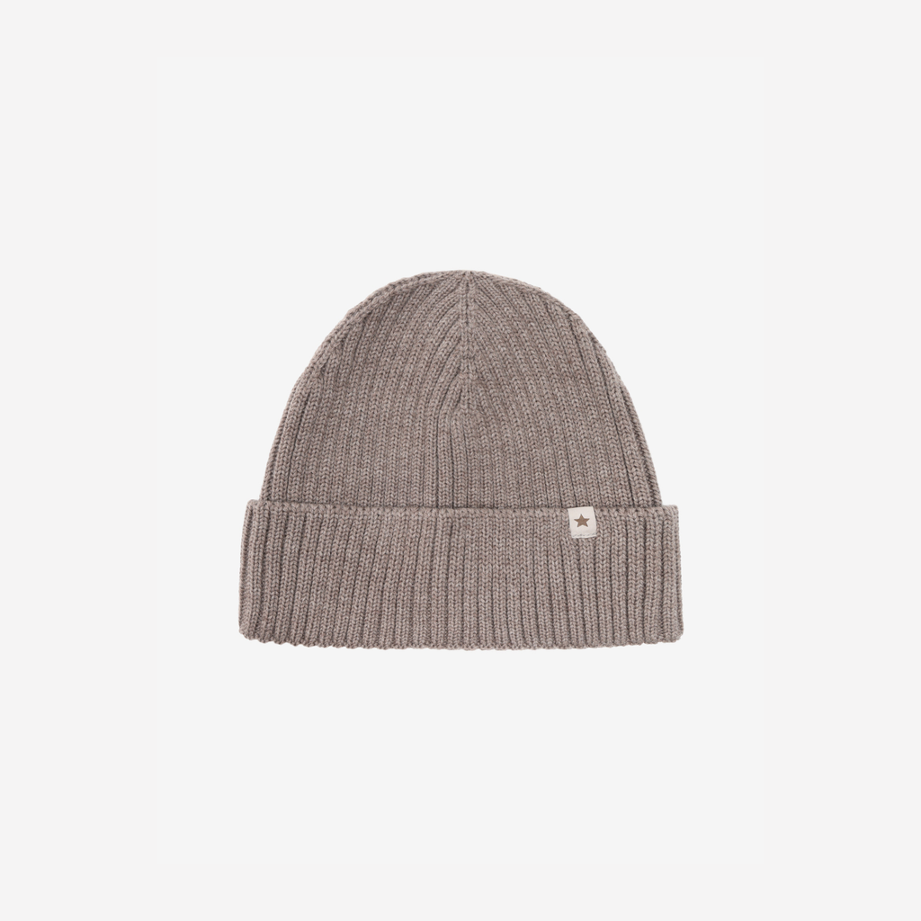 Beanie van merino wol - HUTTEliHUT cinder melange voorkant