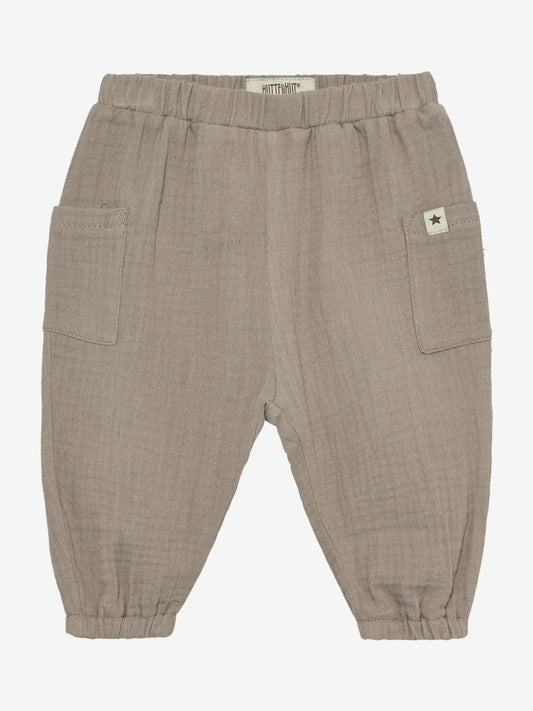 Baby broekje - Biologisch katoen/Mousseline - Bruin/Moon Rock - Huttelihut voor